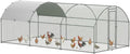 PawHut Large Chicken Coop Metal Chicken Run with Waterproof and Anti-UV Cover, Dome Shaped Walk in Fence Cage Hen House for Outdoor and Yard Farm Use, 1" Tube Diameter, 9.2' x 18.7' x 6.5'