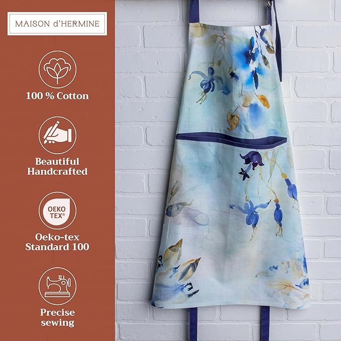 Maison d' Hermine 100% Cotton Apron for women with Pocket Kitchen Chef Apron for Men Cooking Easter Decorations