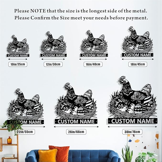 Custom Chicken Coop Metal Sign, Personalized Chicken Coop Sign for Outside, Custom Metal Hen House Farm Signs, Chickens Hen House Farmhouse Wall Art Decor