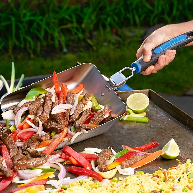Razor Griddle Food Scooper, Multi-Purpose Stainless Steel Griddle Food Mover, Extra-Large Scooper for Bulk Meals, Vegies for Outdoor Cooking, BBQ, Grilling, Shovel Spatula for Stir Fry & More -08835RZ