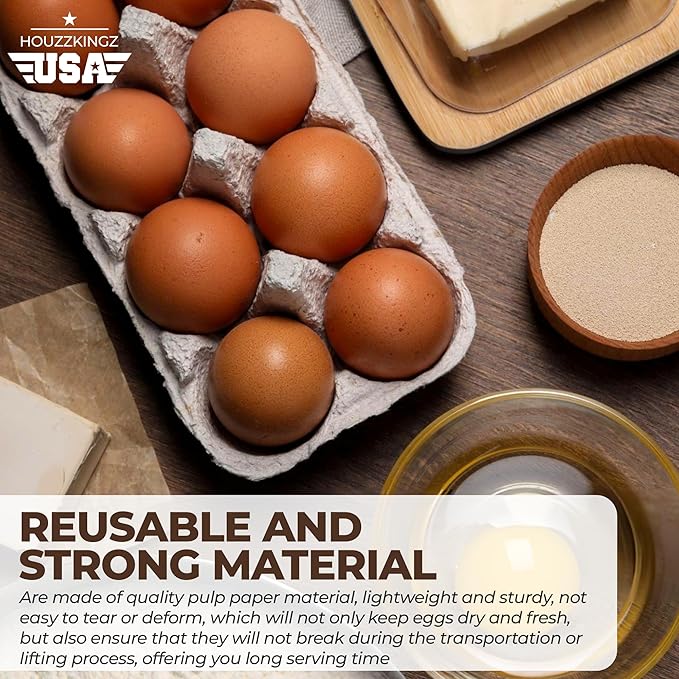 Natural Pulp One Dozen Egg Cartons – 20 Pack - Cheap Bulk 12 Eggs Crates Storage Containers Reusable - Recycled Blank Egg Carton Fits One Dozen Extra Large Eggs for Produce Stands and Grocery Stores
