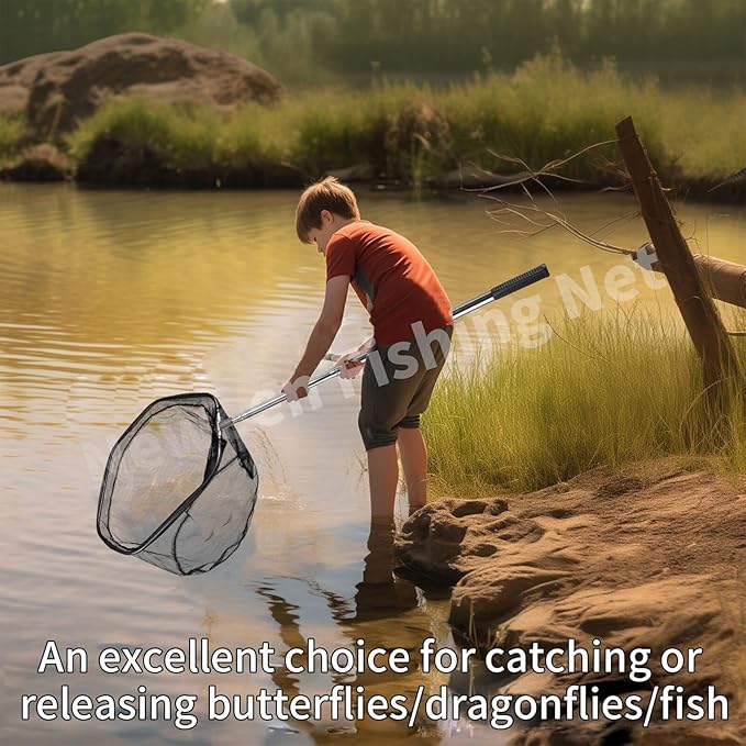 Neween Fishing Net, Foldable Collapsible Telescopic Fish Landing Net, Durable Nylon Material Mesh Landing Net for Easy Catching or Releasing for Trout