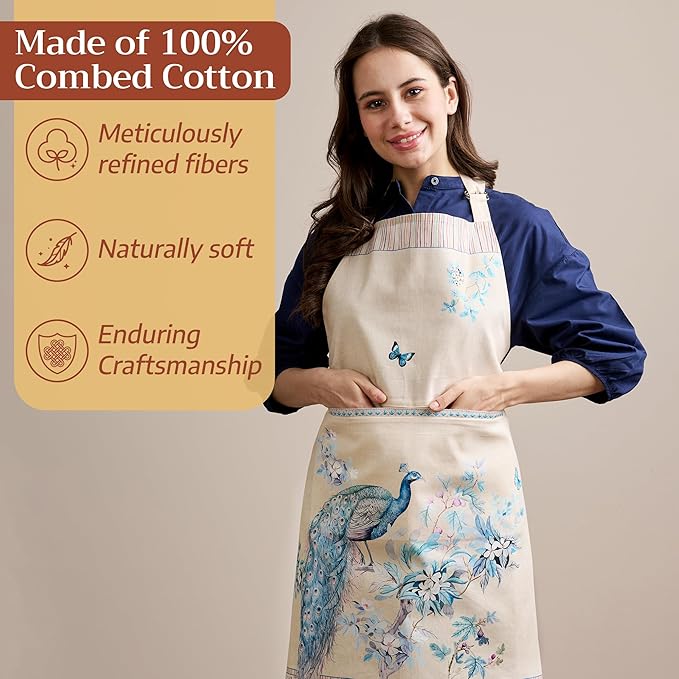 Maison d' Hermine 100% Cotton Apron for women with Pocket Kitchen Chef Apron for Men Cooking Easter Decorations