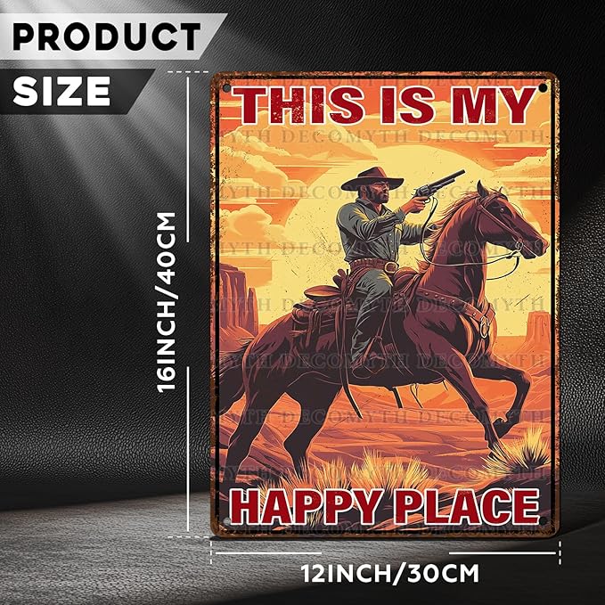 Cowboy Metal Tin Sign Vintage Retro Wall Decor Cowboy on Horse Metal Tin Sign Bar Home Bathroom Wall Decoration 12 * 16inch