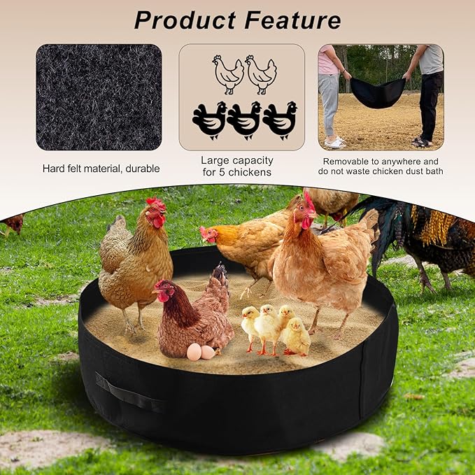 Chicken Dust Bath Tub Chicken Coop Cleaner Containe Essential Chicken Coop Accessory (2 Pack)