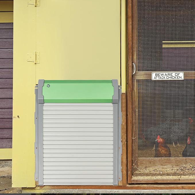Solar Powered Automatic Chicken Coop Door with Remote Control & Timer, 9.4x10.8 Inch Opening,Chicken Automatic Door for Hens Ducks Rabbits,Works from -14.8℉ to 140℉
