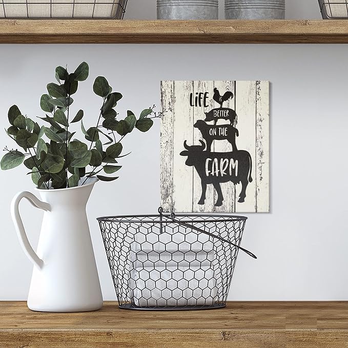 JennyGems Life is Better on the Farm Wooden Sign, Cow Chicken and Pig Decor, Farmhouse Decorations, Made in USA