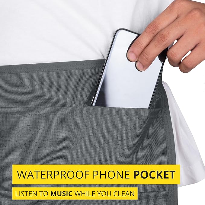 5-Pocket Waterproof Professional Cleaning Apron. Made for Pro Cleaners. Like a Cleaning Caddy Around Your Waist