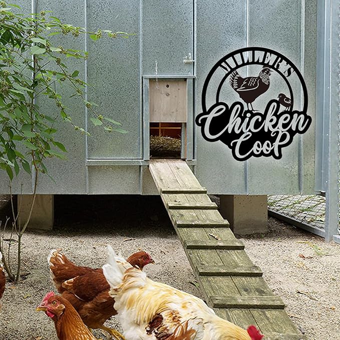 Custom Chicken Coop Metal Sign, Personalized Farmhouse Wall Decor, Vintage Fluffy Butt Hut Decor, Custom Name Sign for Farm, Gifts for Chicken Lovers