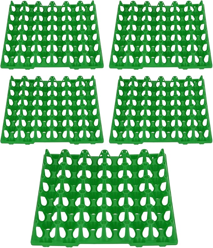 5PCS Egg Flats, Green Plastic Chicken Egg Cartons Stackable & Reusable Egg Crates Holder Trays for Storage Transportation (30 Eggs/Tray)