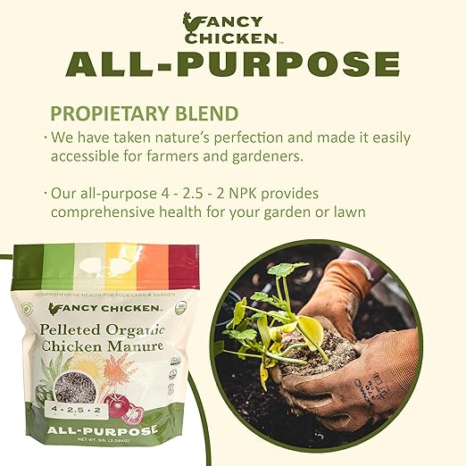 All-Purpose Manure - 5lbs Pelleted Dried Organic Chicken Manure | All-Natural Plant Food | Ideal for Vegetables Plants Fruits Trees Lawn Gardening & Farming | USDA Organic (2 Pack)