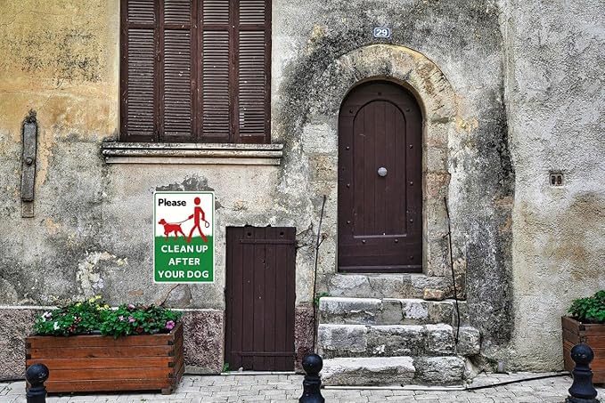 Please Clean Up After Your Dog Sign – Waterproof & Rustproof Metal Sign, Weather-Resistant and Fade-Resistant, Suitable for Home Yard, Garden, Community, and Park – 8x12 in