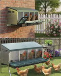 Chicken Nesting Boxes, 4 Hole Metal Rollaway Nest Box for Laying Hens with Cleanable Pull-Out Trays Wall Mount or Placed Design for Easy Egg Collection & Cleaning(Includes Legs)