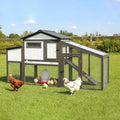 Large Chicken Coop with Run, Wooden Chicken Hen House Quail Coop with 2 Nesting Box, UV-Resistant Roof, Pull Out Tray, Outdoor Poultry Hutch Cage for Chickens Quails