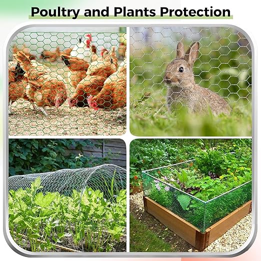 Chicken Wire for Floral Arrangements, Garden Poultry Netting 18 × 240 Inch Galvanized PVC Coated 0.75in Hole Size Hexagonal Wire Garden Fence for Chicken Coop Barrier Rabbit Cage,Green
