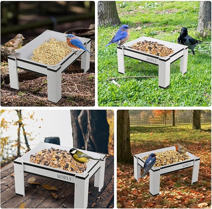 Chicken Feeder or Waterer Kit,Ground Wooden Platform Feeders with Removable Plastic Tray for Wild Bird,Bluebird,Chicken