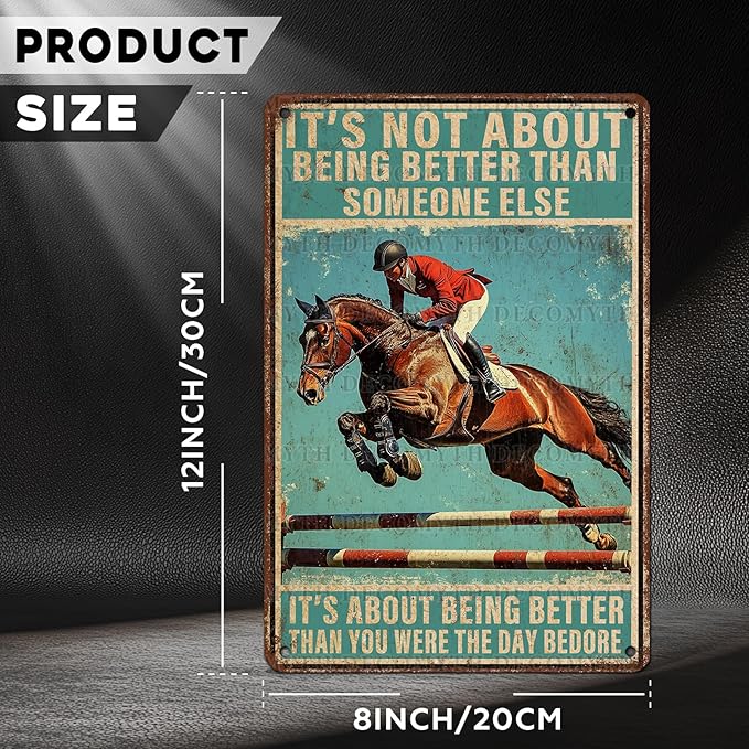 Vintage Tin Sign Horse Riding This is My Happy Place Tin Sign for Home Countryside Farm Farmhouse Backyard Patio Outdoor Wall Decoration 12 * 8inch