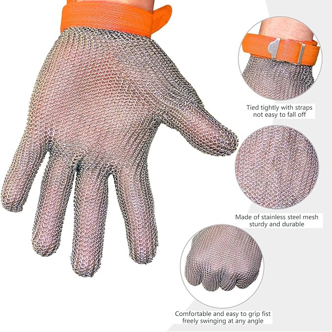 A9 Chainmail Glove, Cut Resistant Stainless Steel Butcher Glove for Cutting Meat & Fish Filleting