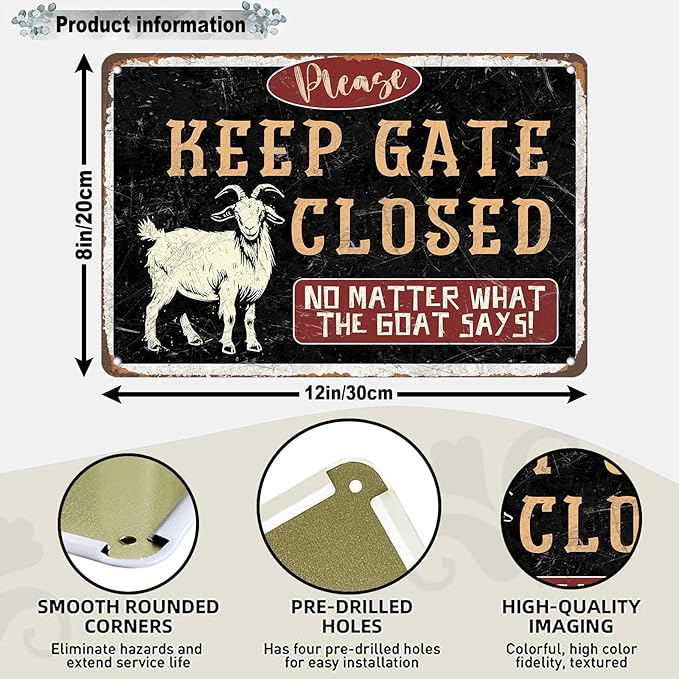 Funny Goat Decor Farm Vintage Metal Tin Signs Iron Painting Plaque Wall Decor Bar Pub Man Cave Club Novelty Bathroom Toilet Retro Parlor Posters Cafe Store Garage Rule 12 * 8in