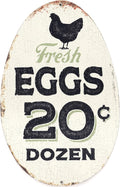 Rustic Fresh Eggs Metal Sign - Farmhouse Wall Art for Chicken Coop, Dining Room, or Kitchen