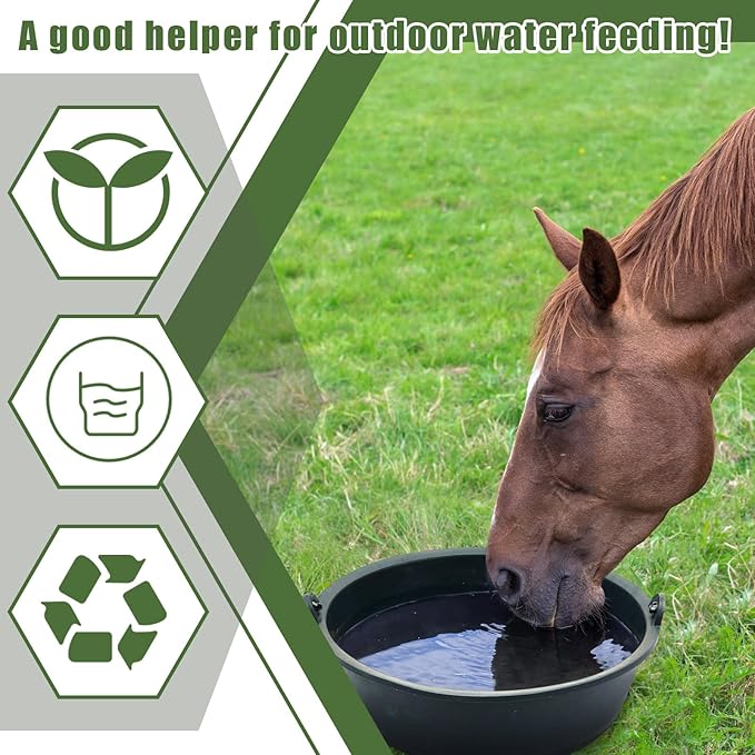 Sadnyy 10 Pcs Feed Pan 0.75 Gallon/3 Quart Utility Horse Feed Bucket Livestock Feeder Tubs Ox Tendon Bowl for Horses Dog Cats Goats Chicken Dust Bath