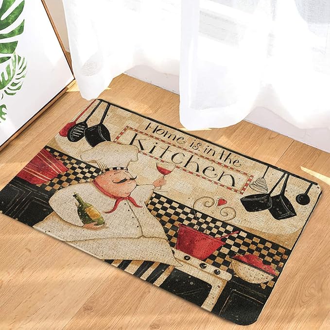 Roszwtit Farmhouse Kitchen Rugs and Mats, Chef Door Mat, Seasonal Washable Non-Slip Floor Mats for Home Kitchen Decor 30x17 Inch