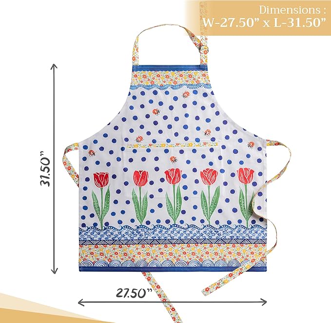 Maison d' Hermine 100% Cotton Apron for women with Pocket Kitchen Chef Apron for Men Cooking Easter Decorations
