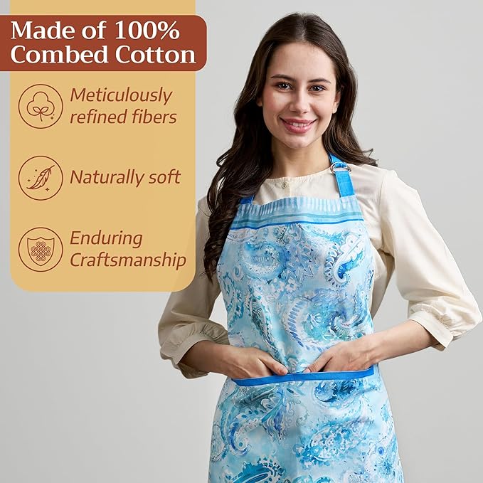 Maison d' Hermine 100% Cotton Apron for women with Pocket Kitchen Chef Apron for Men Cooking Easter Decorations