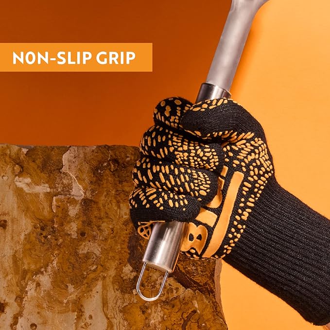 Cave Tools, Heat Resistant Grill Gloves, BBQ Gloves for Handling Hot Food on Your Grill