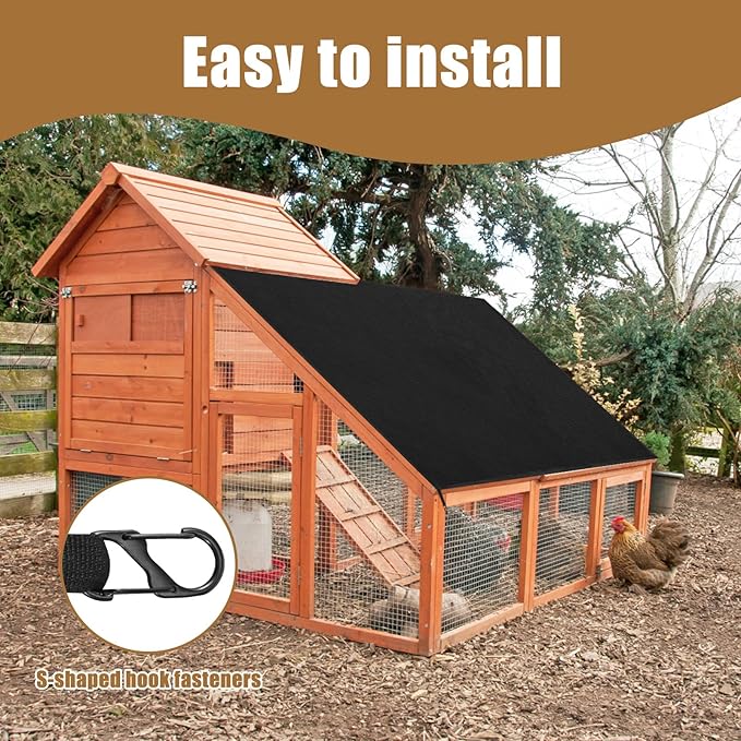 Waterproof and Anti-UV Chicken Run Cover with The S Hook Fastener Design for Outdoor and Yard Farm Use, Sunblock Shade Cloth Net Black Resistant for Plant Cover, Chicken Coop, Kennels