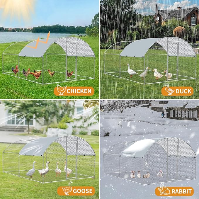 Large Metal Chicken Coop, Chicken Runs for Yard with Cover, Walk-in Poultry Cage for 10 20 Chickens, Rabbit Cage Duck Coop Hen House with Double Lockable Doors 13.1 x 19.6 x 6.5 ft