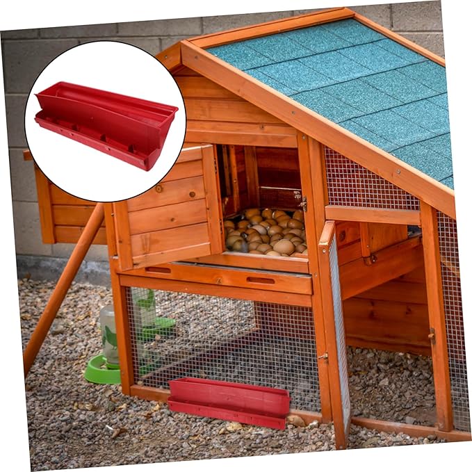 VANZACK Automatic Chicken Feeder Adjustable Feeding Trough Gravity-Fed Poultry Food Container for Quail and Chickens 2-Piece Set Easy to Install