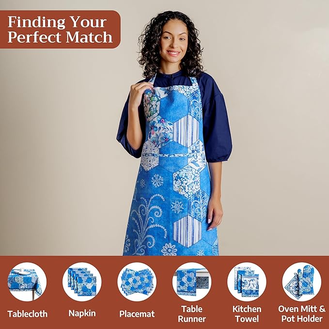 Maison d' Hermine 100% Cotton Apron for women with Pocket Kitchen Chef Apron for Men Cooking Easter Decorations