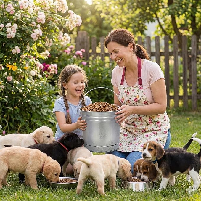 6-Gallon,Galvanized Steel Locking Lid Storage Can-Rustproof Dry
