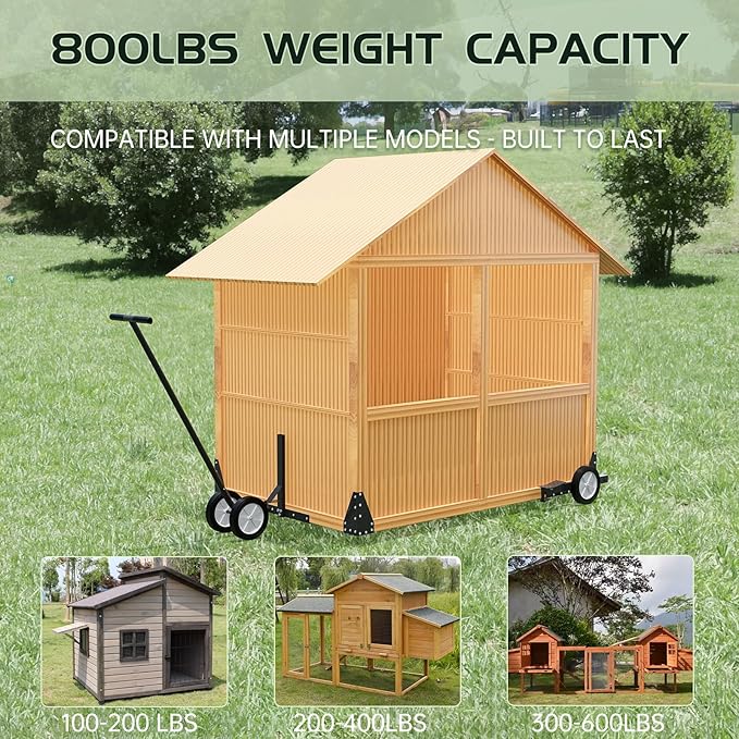 Chicken Coop Wheels Kit - Portable Poultry Tractor Mobilization Steel Chicken Coop Accessories - Set of 6 Chicken Run Wheels-Chicken Cage Not Included-Patent Pending