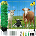 Electric Fence Netting, 164'L x 35.4" H Movable Livestock Nets for Sheep, Hogs, Cattle, PE Net Fencing Kit with 14 Posts Double Spiked, Electric Fencing for Backyards, Homesteaders, Farms Ranches