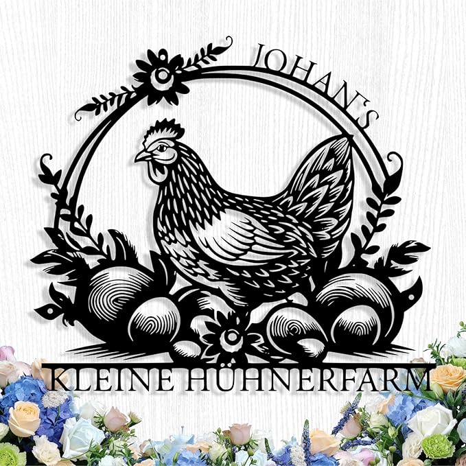 Custom Chicken Coop Metal Sign, Personalized Chicken Coop Sign for Outside, Custom Metal Hen House Farm Signs, Chickens Hen House Farmhouse Wall Art Decor