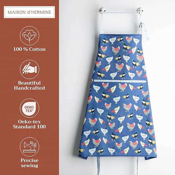 Maison d' Hermine 100% Cotton Apron for women with Pocket Kitchen Chef Apron for Men Cooking Easter Decorations