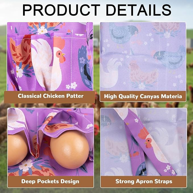 Kids Egg Collecting Apron with Pockets, Chicken Egg Gathering Apron for Kids, Farm Egg Apron for Chicken Coop