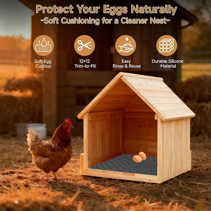 Skimzy Washable Chicken Nesting Pads, Reusable Nest Box Liners for Hens, Soft & Durable Egg Laying Mats, Easy to Clean Coop Accessories (12x12 Inch) (6)