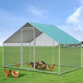 Vipbear Large Metal Chicken Coop Run with Immersed Wire Mesh, Chicken Coop for 4 Chickens Heavy Duty Chicken Run in for Yard with Waterproof Cover and Secure Lock,80'' L x 118''W x 77''H
