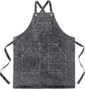 Cotton Denim Apron Soft - Unisex Adjustable Bib Apron with 5-Pockets Perfect for Kitchens