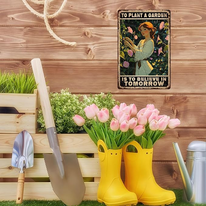 ARTWALLURE Vintage Garden Metal Sign Gardening Because Murder Is Wrong Retro Iron Painting Rustic Gardening Wall Decor for Woman and Plant Lover for Garden Shed Greenhouse 8x12inch