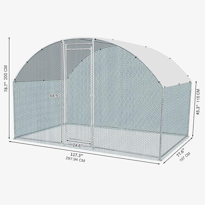 Outdoor Chicken Coop for 10 Chickens,Walk-in Poultry Chicken Runs Pen for Yard with Cover,Large Metal Wire Mesh Hen Cage Dogs House Heavy Duty Rabbits Duck Cages for Outside, Farm,10'Lx6.5'Wx6.6'H