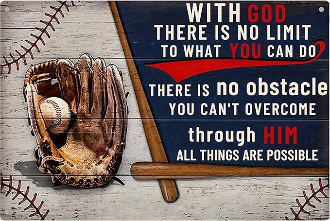 Metal Sign Motivational Wall Baseball Decor-Baseball Posters for Boys Bedroom,Baseball Gifts for Boy 8-12,Inspirational Boys Men Room Posters (8x12inch)