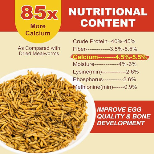 10LB Dried Black Solider Fly Larvae, BSFL is High Protein Chicken Feed with 85x More Calcium Than Dried Mealworms, Poultry Treats, Chickens Love, Birds Love, Hens Love, Ducks Love
