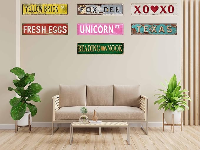 Vintage Style Decorative Metal Tin Sign 8x12 in Yellow Brick Rd Wall Hanging Plaque for Home Garden Bar Decor Fun Gift