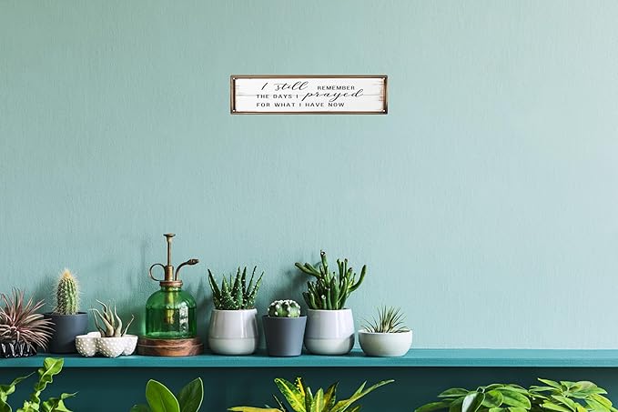 CSWLJS Rustic Metal Tin Signs I Still Remember The Days I Prayed Kitchen Sign Wall Decor White Vintage Farmhouse Bar Decor For Home Dining Room Coffee 4x16 In