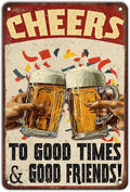 Cheers Beer Iron Sign Poster Cheers Beer Toast Metal Tin Sign Cheers Beer Toast Sign Home Decor Garage Bar Restaurant Kitchen Cafe Bar Pub 12x8 Inch Wall Art Decor