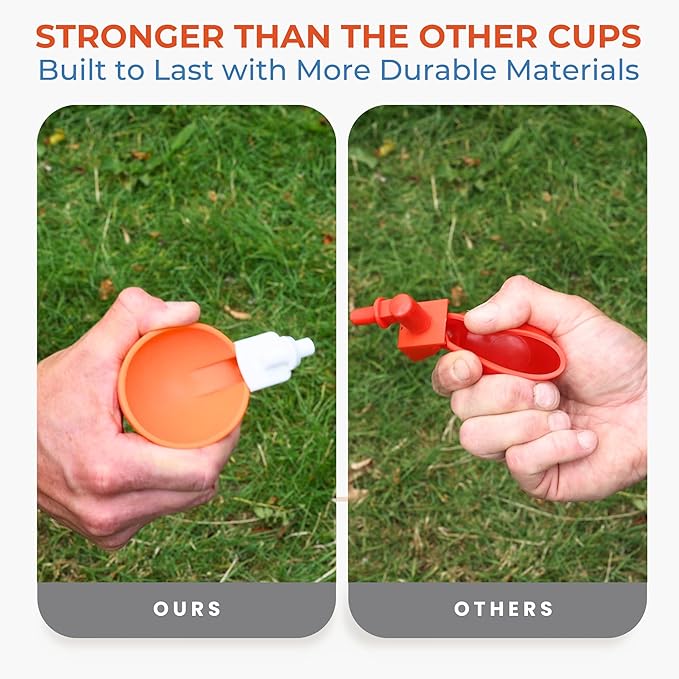 Lil'Clucker Large Automatic Chicken Waterer Cups | Chicken Water Feeder Suitable for Chicks, Duck, Goose, Turkey and Bunny | Poultry Water Feeder Kit (Orange, 5-Pack)